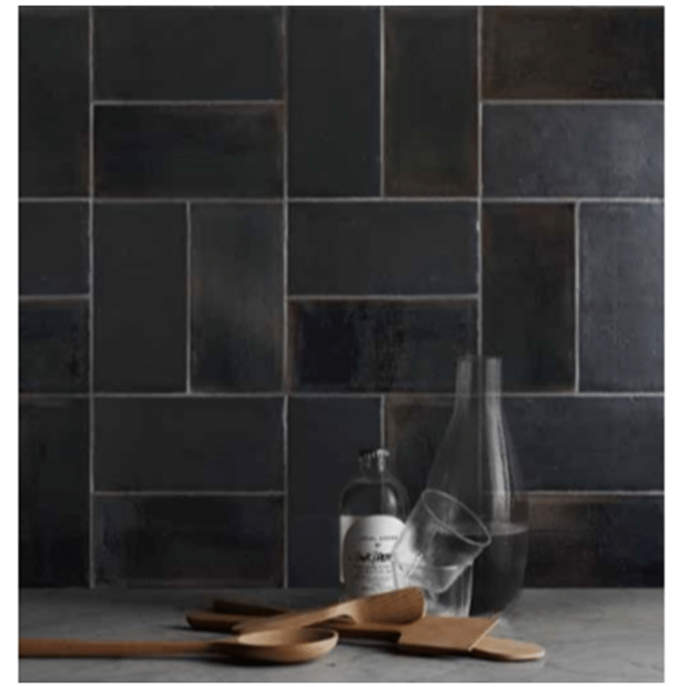 Terre d'Azur Terre - Spatula Nero 10x20 cm - Mozaiektegel.com