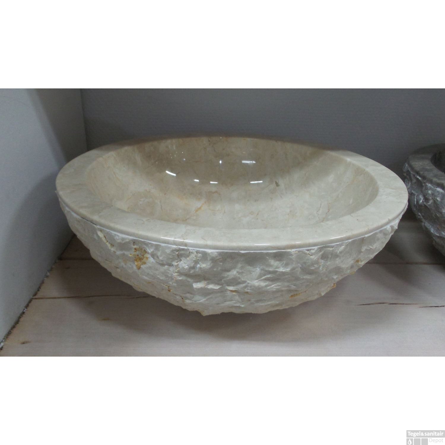 waskom natuursteen w01 marmo cream 40x40x15 cm sfeer