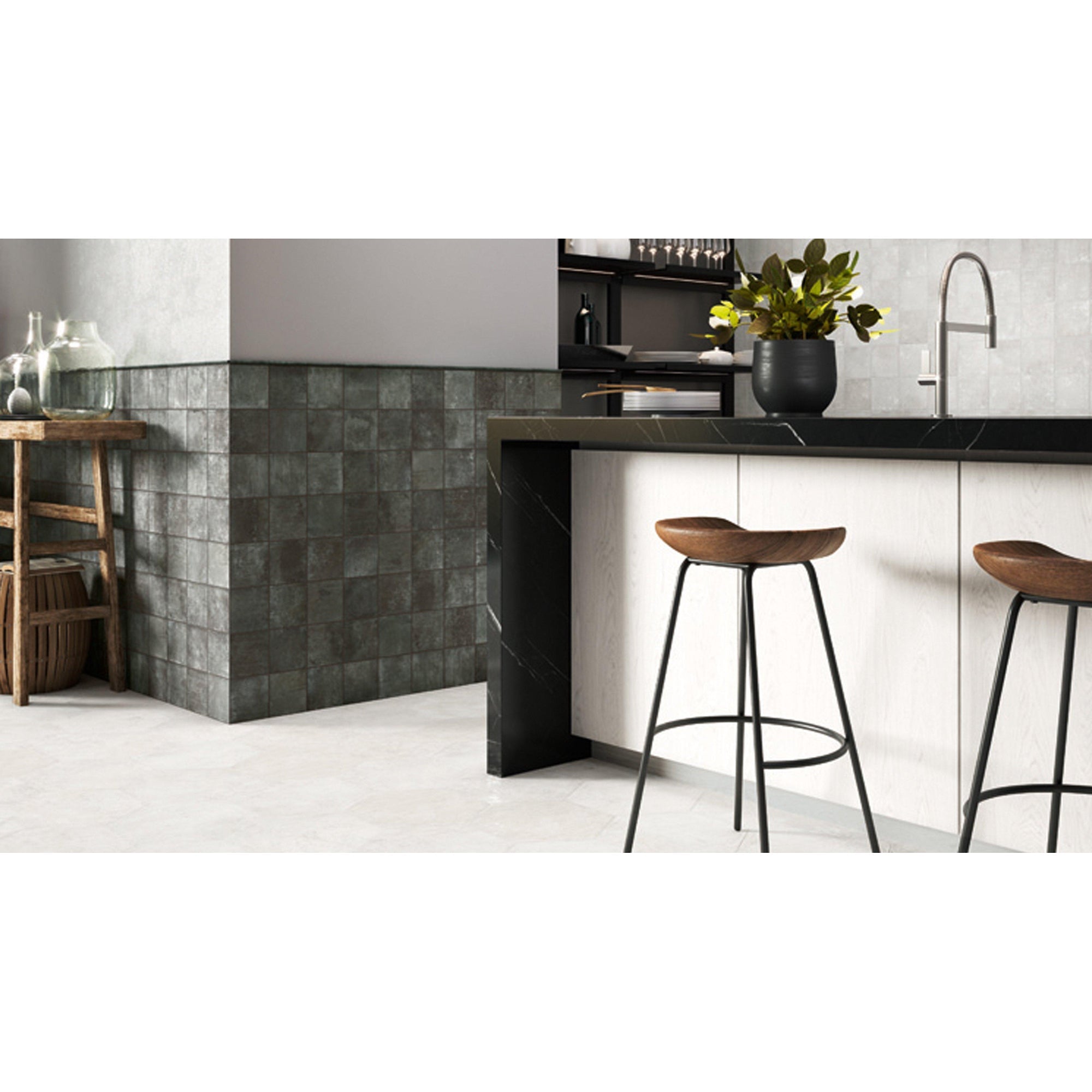 Zyx Amazonia 220957 Vloertegel 138X138 Black 9Mm Mat R9 - Mozaiektegel.com