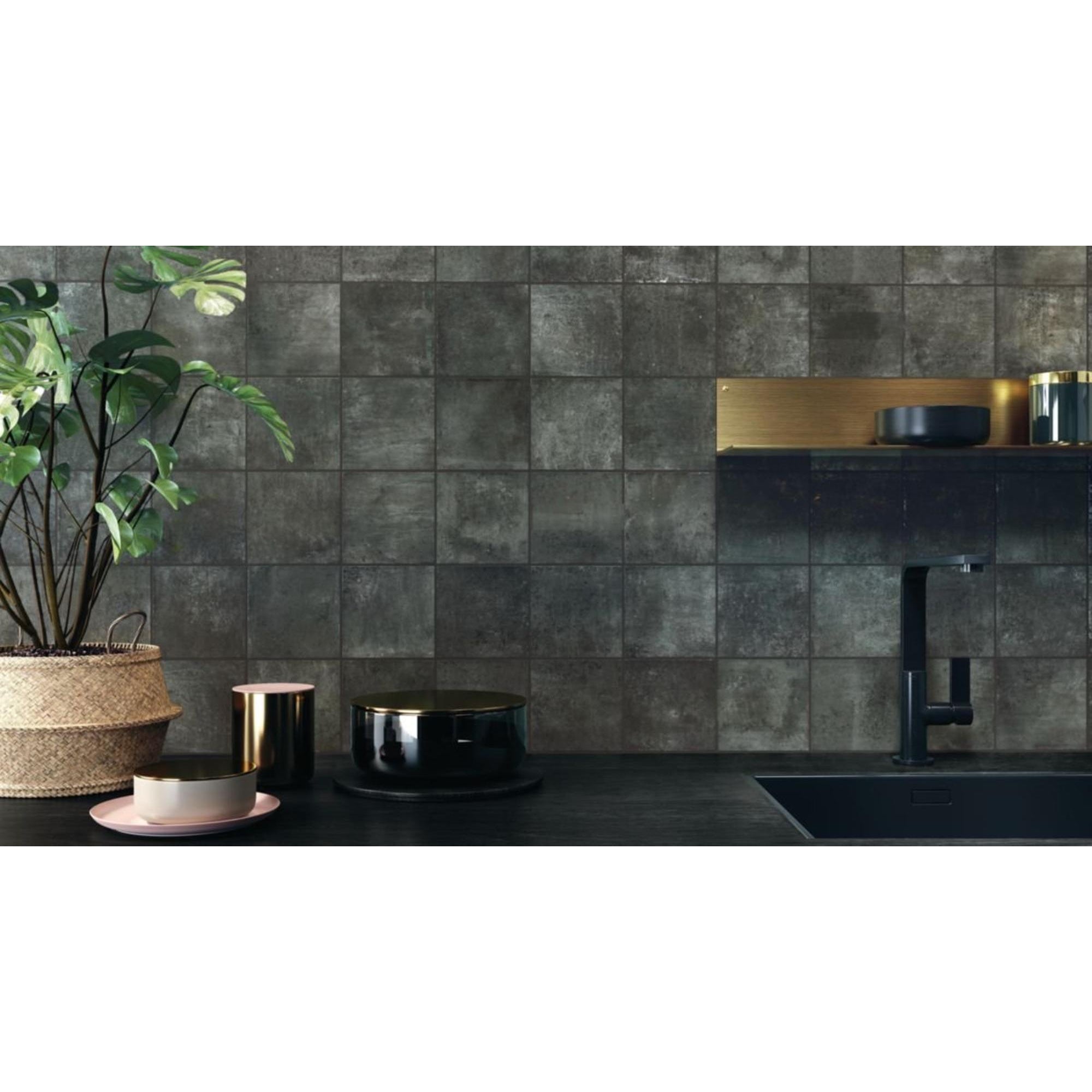 Zyx Amazonia 220957 Vloertegel 138X138 Black 9Mm Mat R9 - Mozaiektegel.com