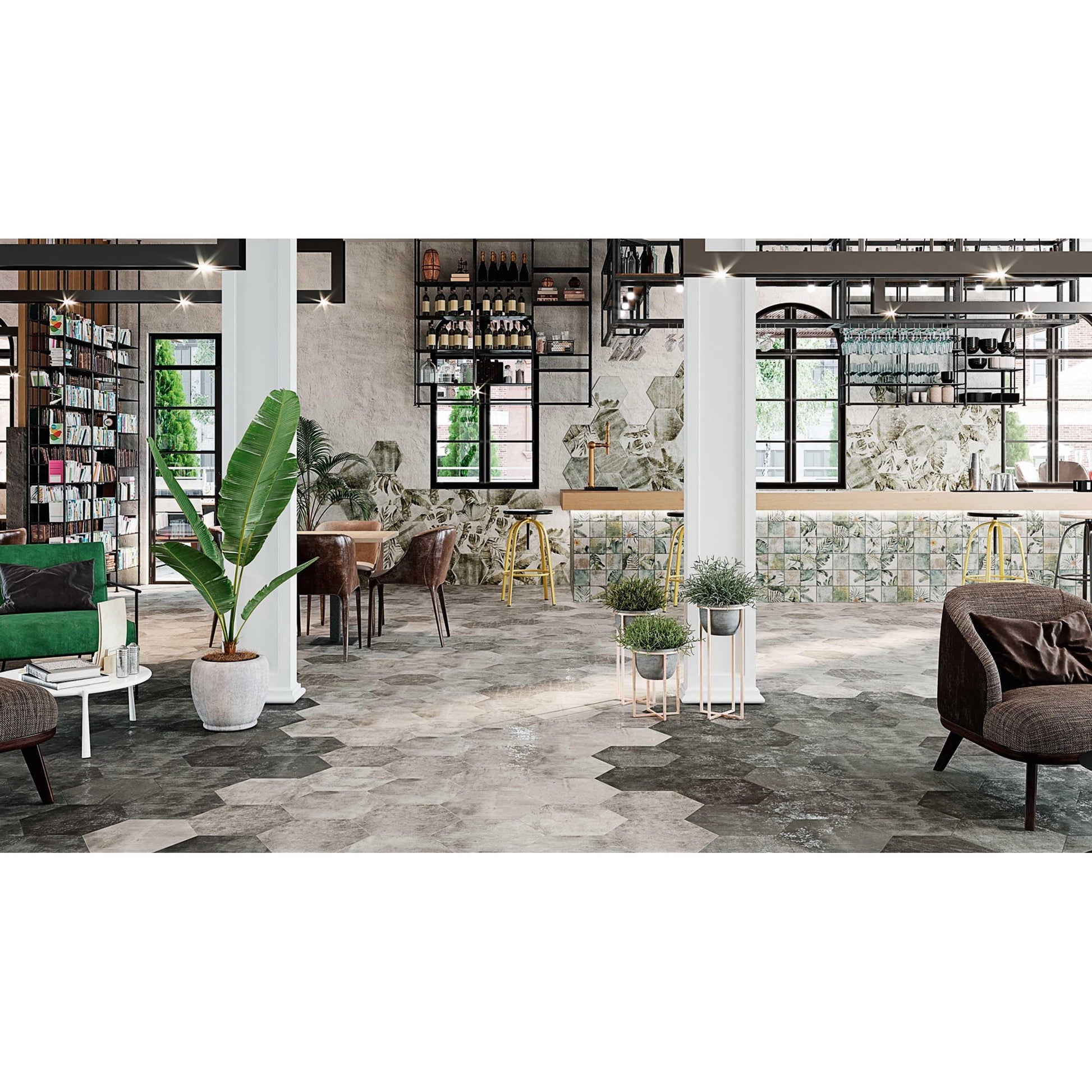 Zyx Amazonia 220970 Vloertegel 320X368 Black 9Mm Mat R9 - Mozaiektegel.com