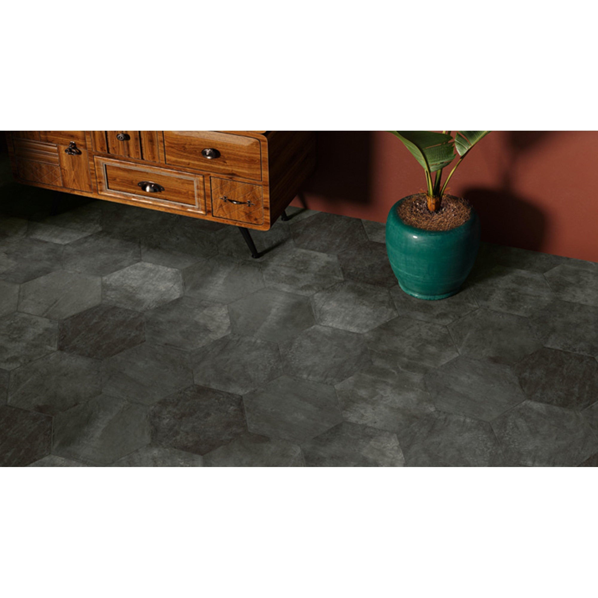 Zyx Amazonia 220970 Vloertegel 320X368 Black 9Mm Mat R9 - Mozaiektegel.com