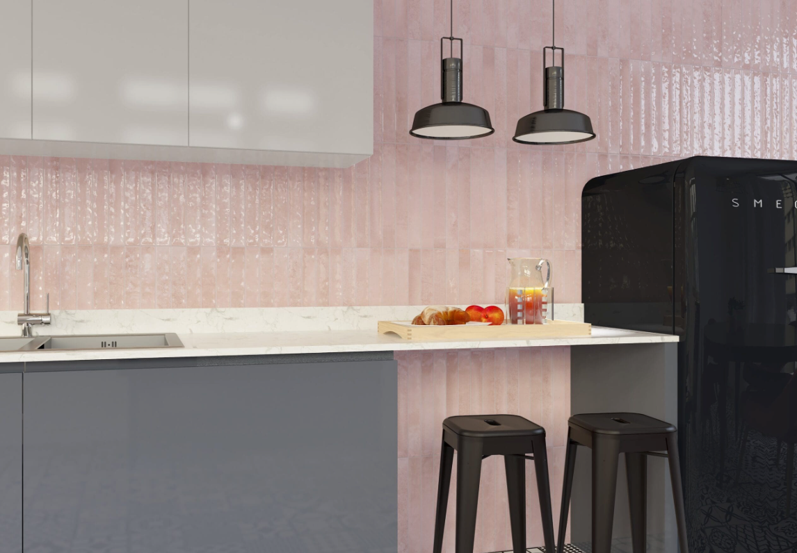 Dateg Wandtegel Celtic 5x40 Rosa Roze - Mozaiektegel.com