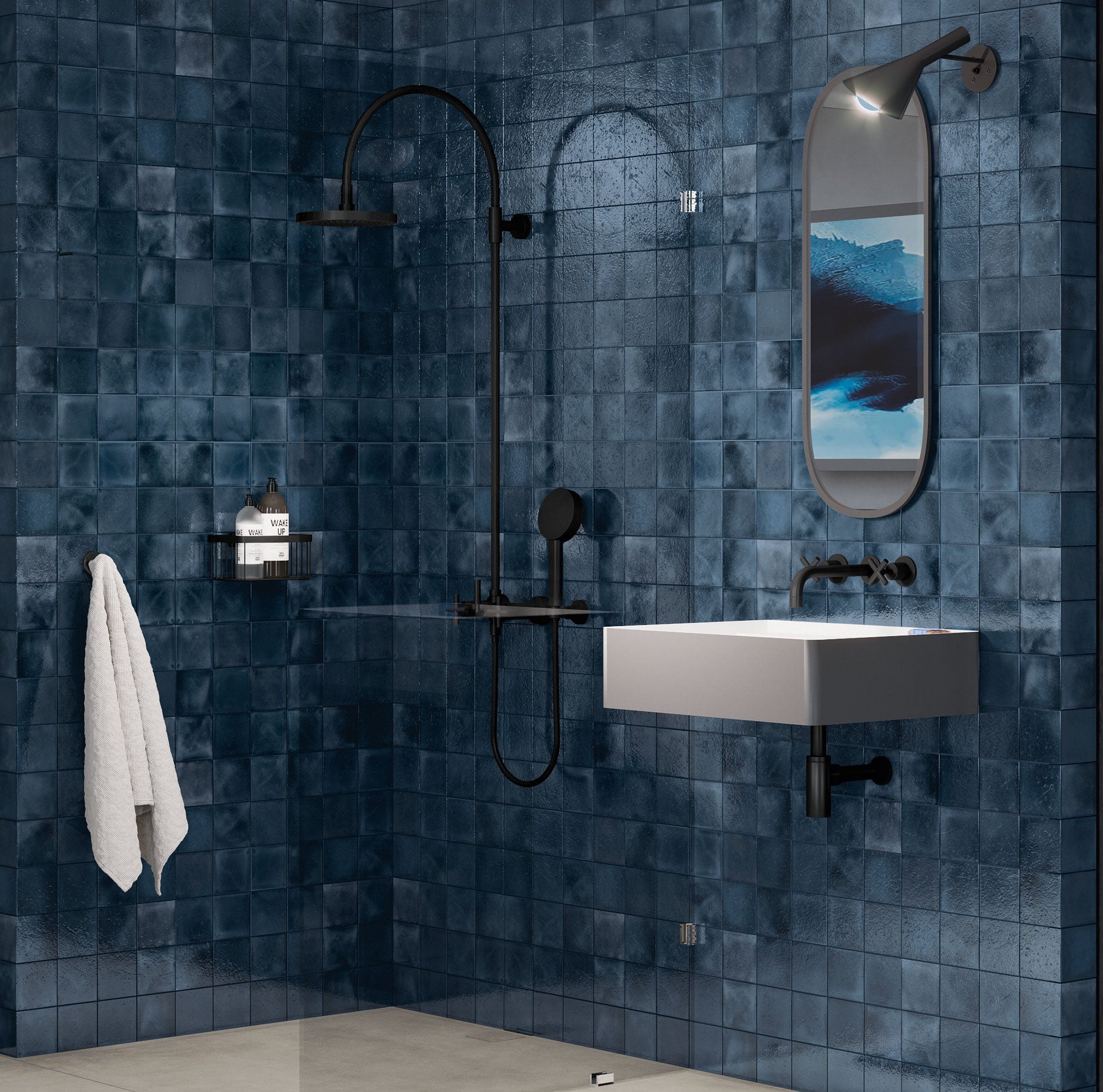 The Mosaic Factory Kasba Mozaïek Tegel Vierkant - Indigo Glanzend Porselein 297x297 mm - Mozaiektegel.com