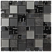 Mozaïek tegels Carnaval Zilver 30x30 - Vierkant Wandtegel Glas - Mozaiektegel.com