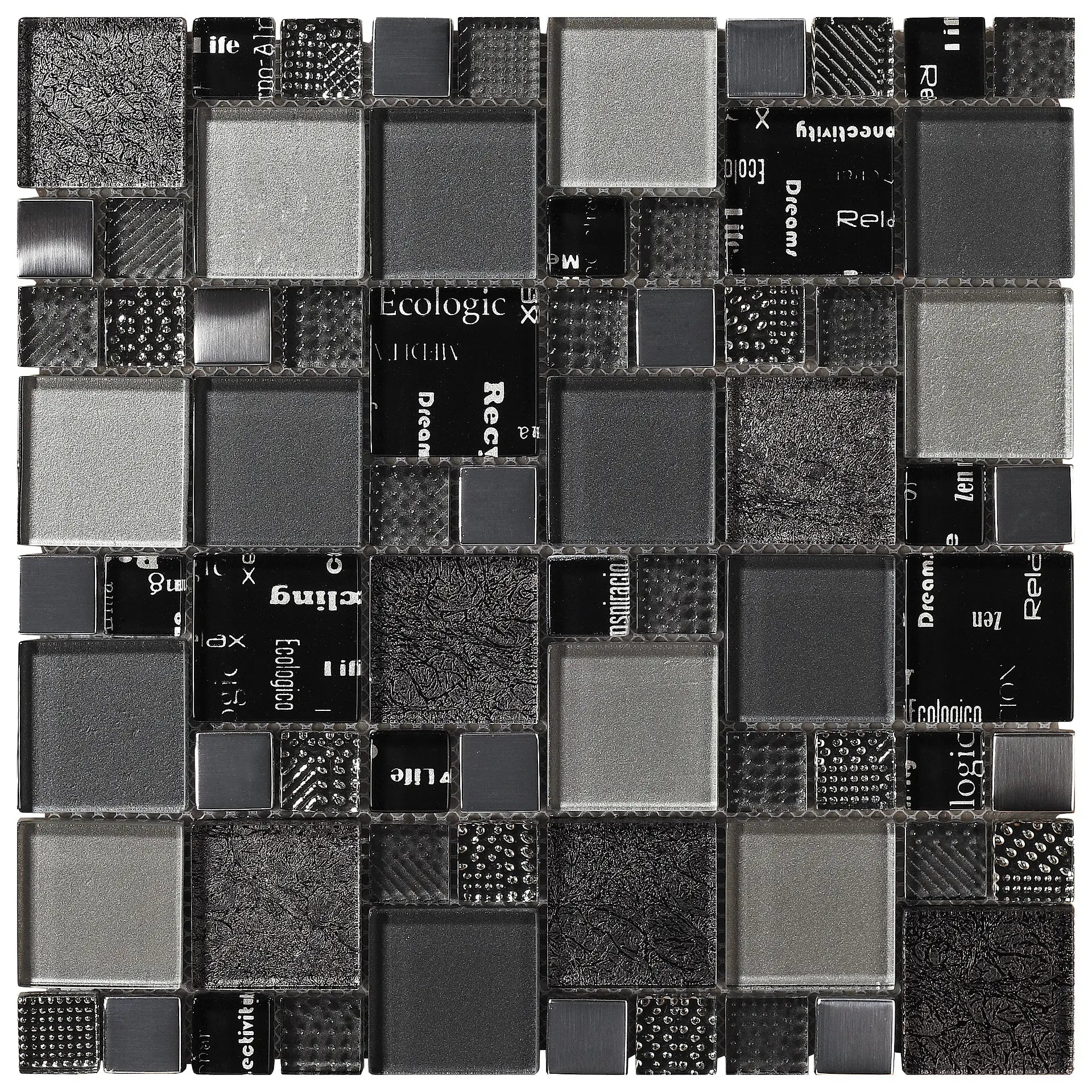 Mozaïek tegels Carnaval Zilver 30x30 - Vierkant Wandtegel Glas - Mozaiektegel.com