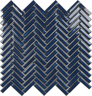 Mozaïek tegels Chevron Blauw Glans 28,3x27,7 - Rechthoek, visgraat Wand en vloer Geglazuurde porseleinen steengoed