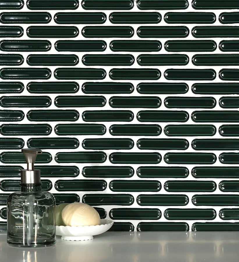 Mozaïek tegels Dublin Groen Glans 30x30,6 - Ovaal Wandtegels Geglazuurde porseleinen steengoed - Mozaiektegel.com