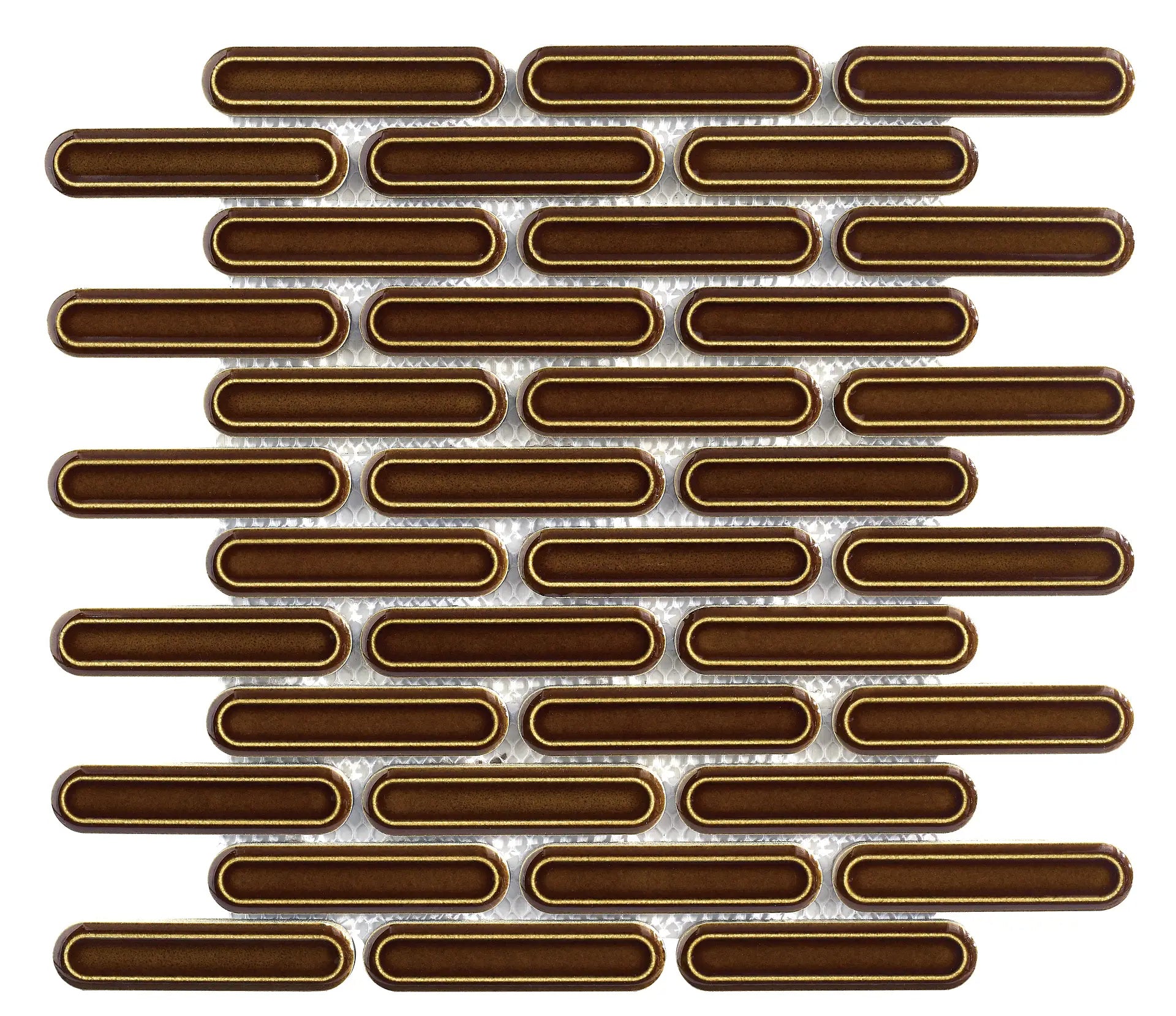 Mozaïek tegels Dublin Karamel Glans 30x30,6 - Ovaal Wandtegels Geglazuurde porseleinen steengoed