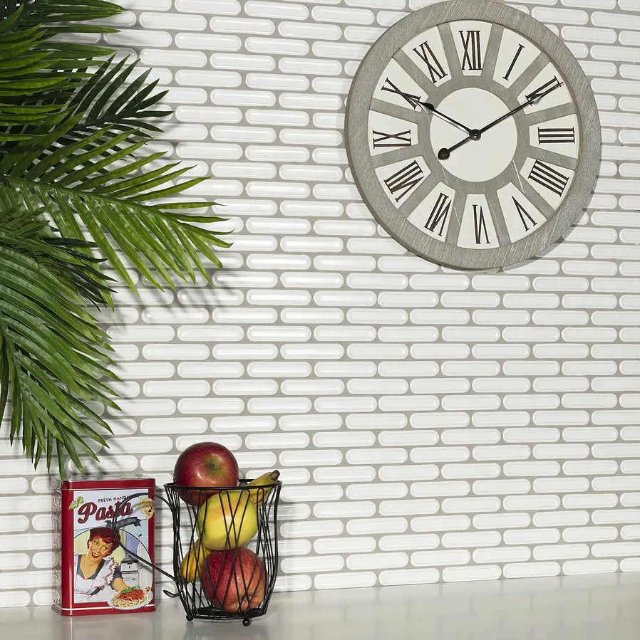 Mozaïek tegels Dublin Wit Glans 30x30,6 - Ovaal Wandtegels Geglazuurde porseleinen steengoed - Mozaiektegel.com