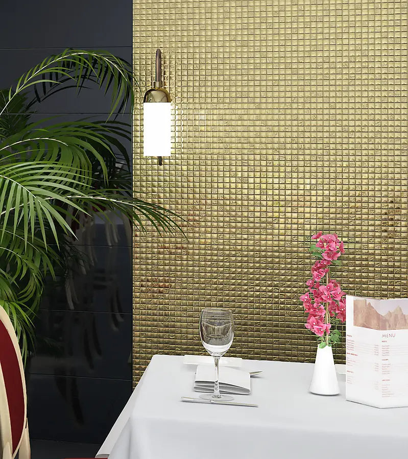 Mozaïek tegels Elegance Luxe goud 30x30 - Vierkant Wandtegels Glas - Mozaiektegel.com