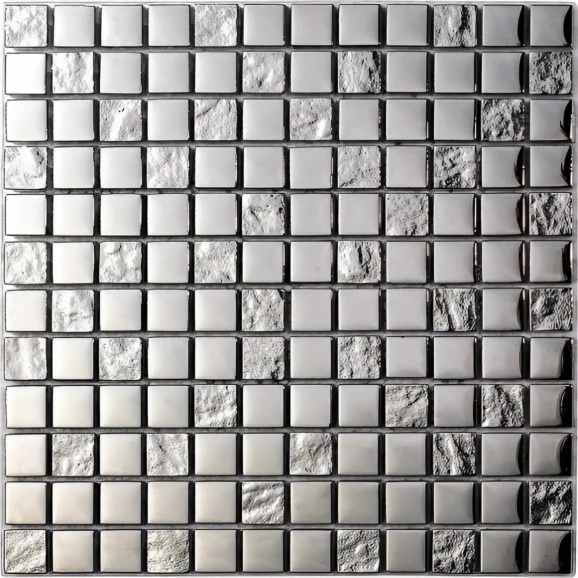 Mozaïek tegels Elegance Luxe Zilver 30x30 - Vierkant Wandtegels Glas - Mozaiektegel.com