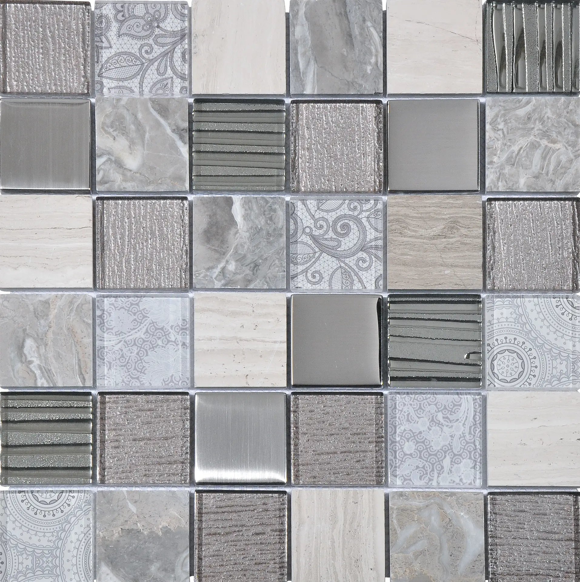 Mozaïek tegels Elementen Grijs 30x30 - Vierkant Wandtegels Glas