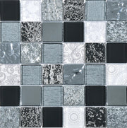 Mozaïek tegels Elementen Zwart 30x30 - Vierkant Wandtegels Glas - Mozaiektegel.com