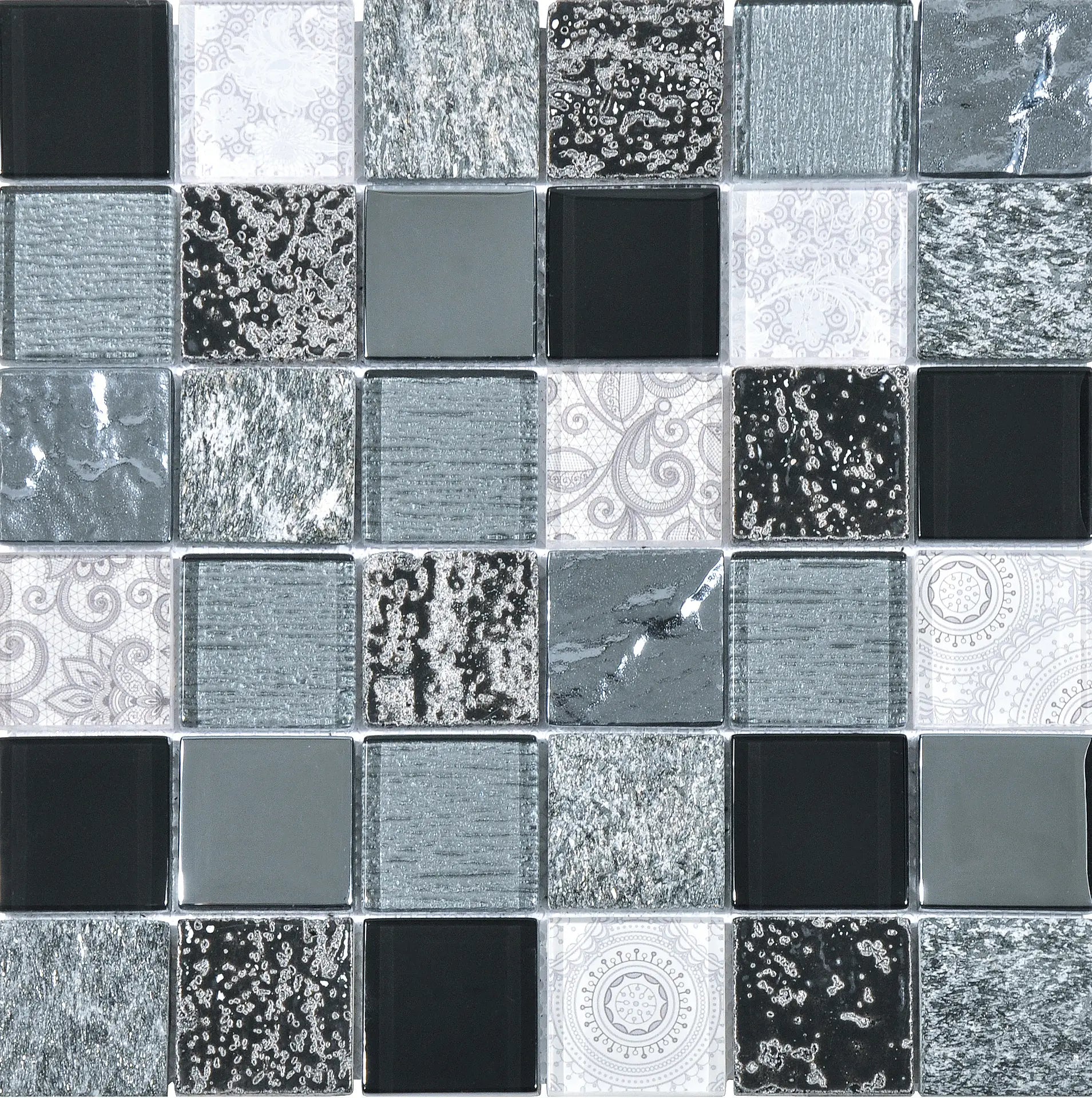 Mozaïek tegels Elementen Zwart 30x30 - Vierkant Wandtegels Glas - Mozaiektegel.com