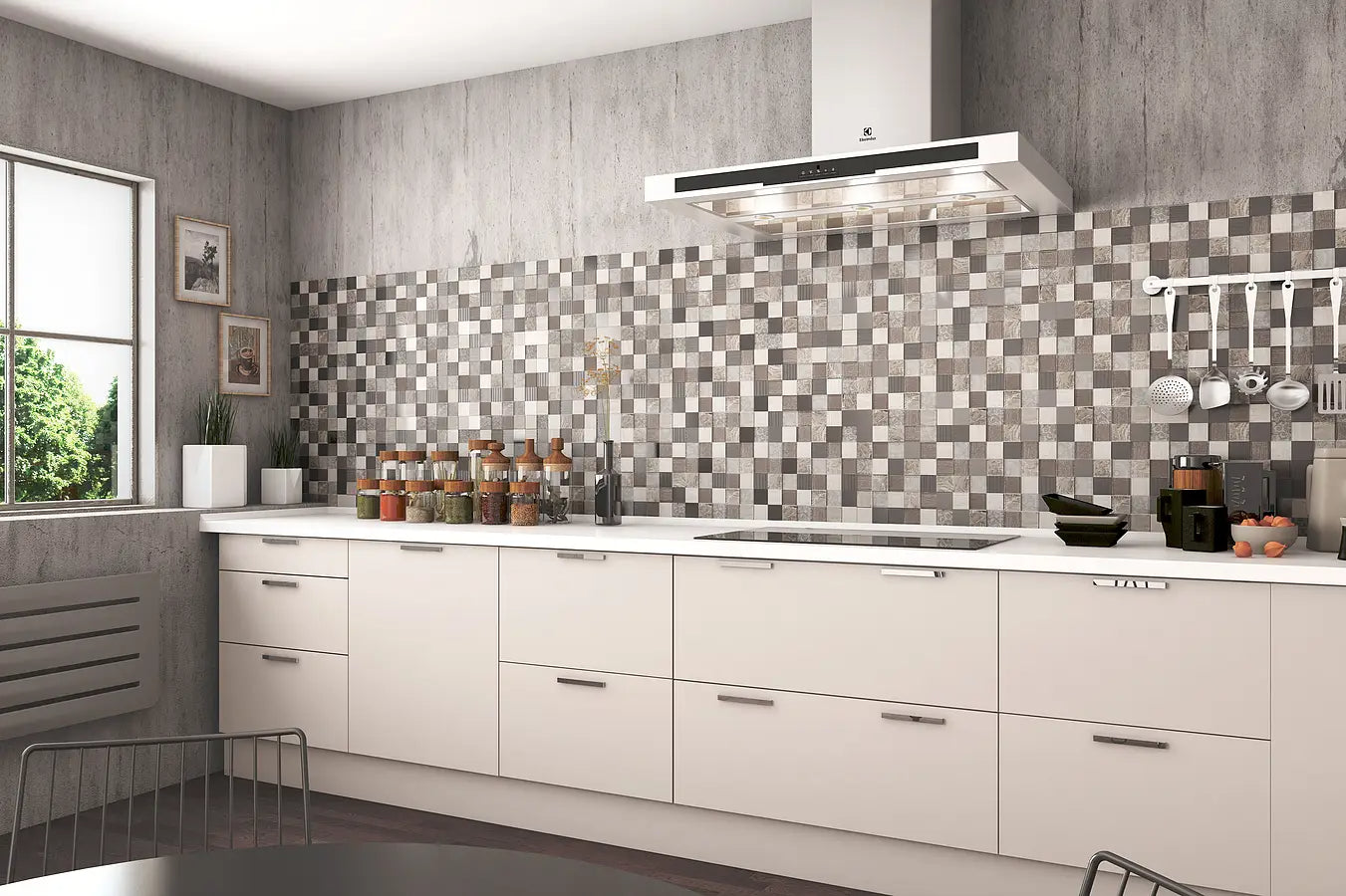 Mozaïek tegels Elementen Zwart 30x30 - Vierkant Wandtegels Glas - Mozaiektegel.com