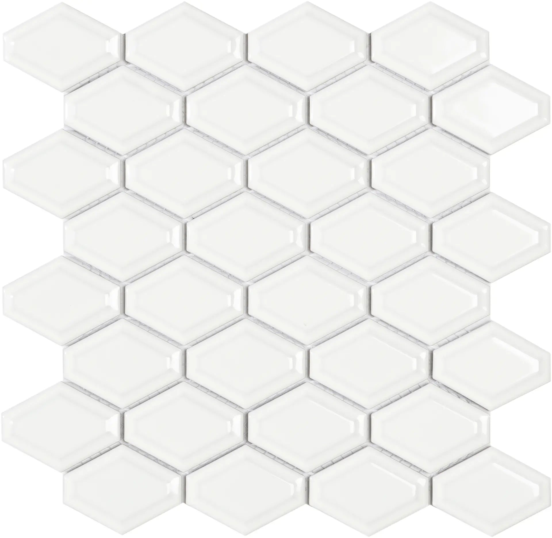 Mozaïek tegels Honingraat Wit Glans 25,9x25 - Hexagon Wand en vloer Geglazuurde porseleinen steengoed