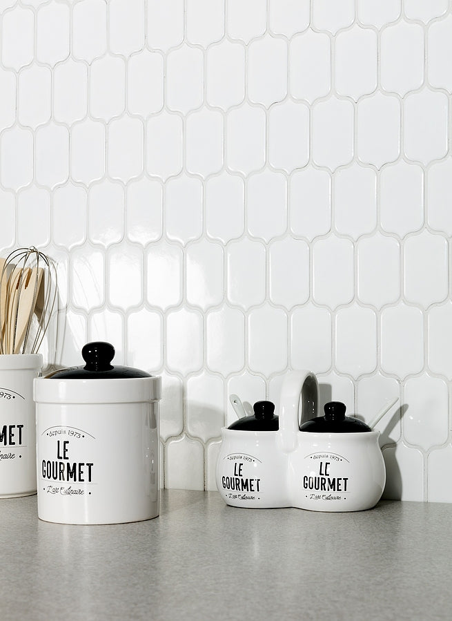 Mozaïek tegels Lantaarn Wit Glans 25,92x26,7 - Arabesk Wand en vloer Geglazuurde porseleinen steengoed - Mozaiektegel.com