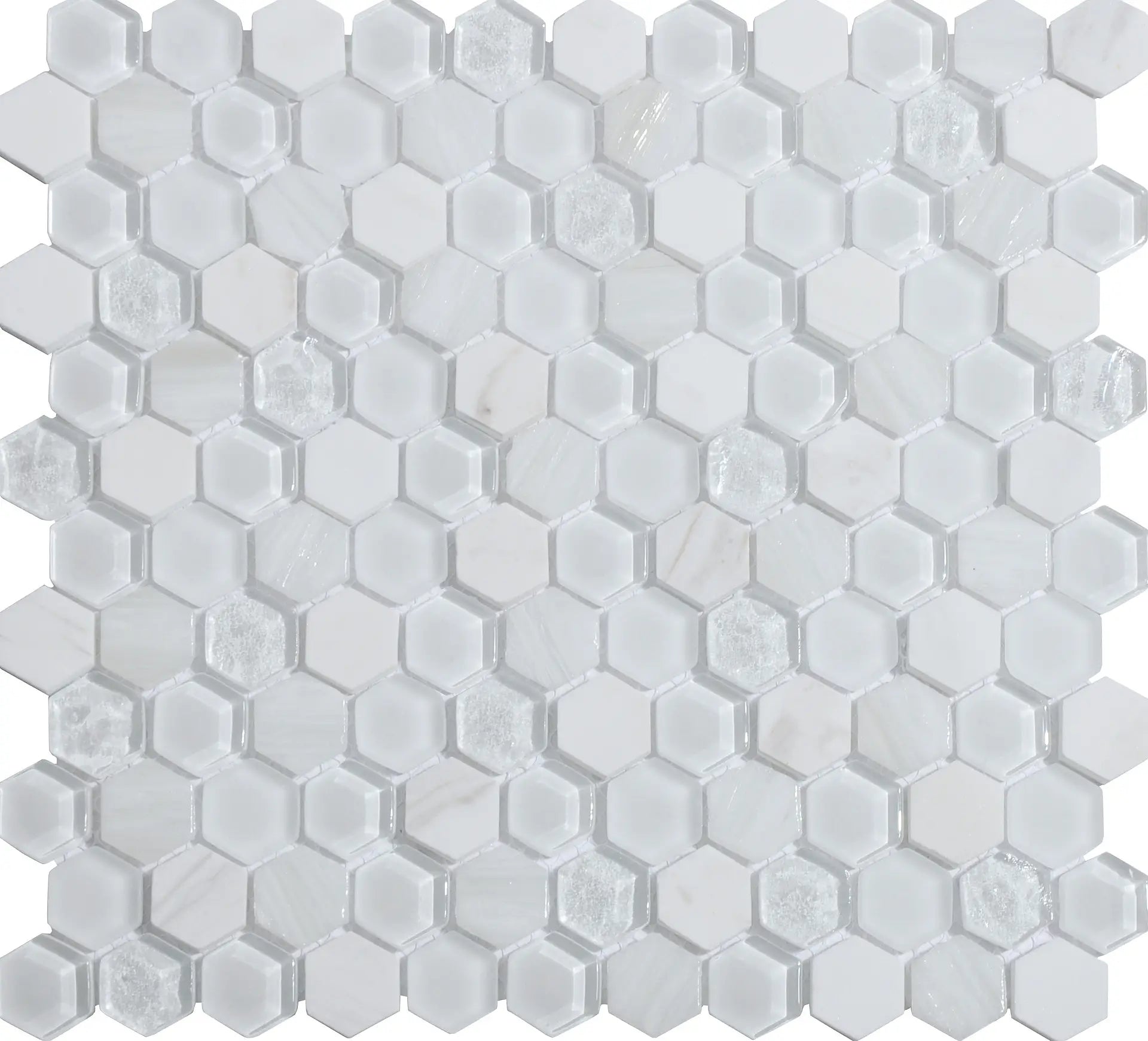 Mozaïek tegels Levend Wit 30x30 - Hexagon Wandtegels Glas