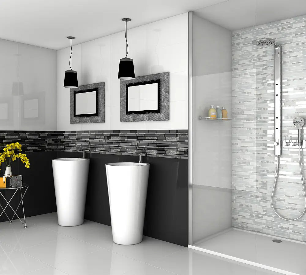 Mozaïek tegels Mojave Zout 30x30 - Rechthoek Wandtegels Glas - Mozaiektegel.com