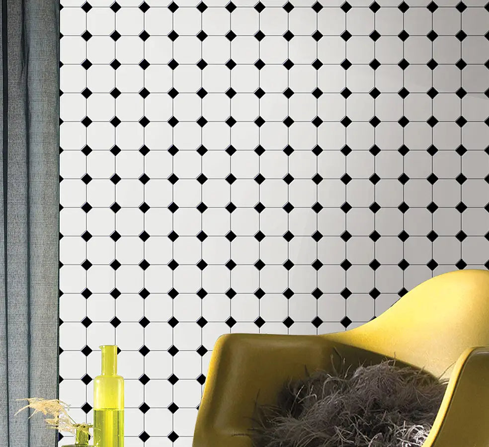 Mozaïek tegels Octogon Wit Mat 29,5x29,5 - Octagon Wand en vloer Geglazuurde porseleinen steengoed - Mozaiektegel.com