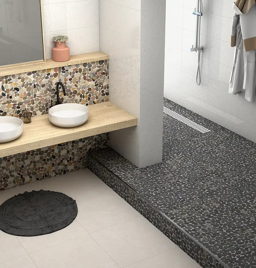 Mozaïek tegels Perla Veelkleurig 30x30 - Kiezels Wand en vloer Natuursteen - Mozaiektegel.com