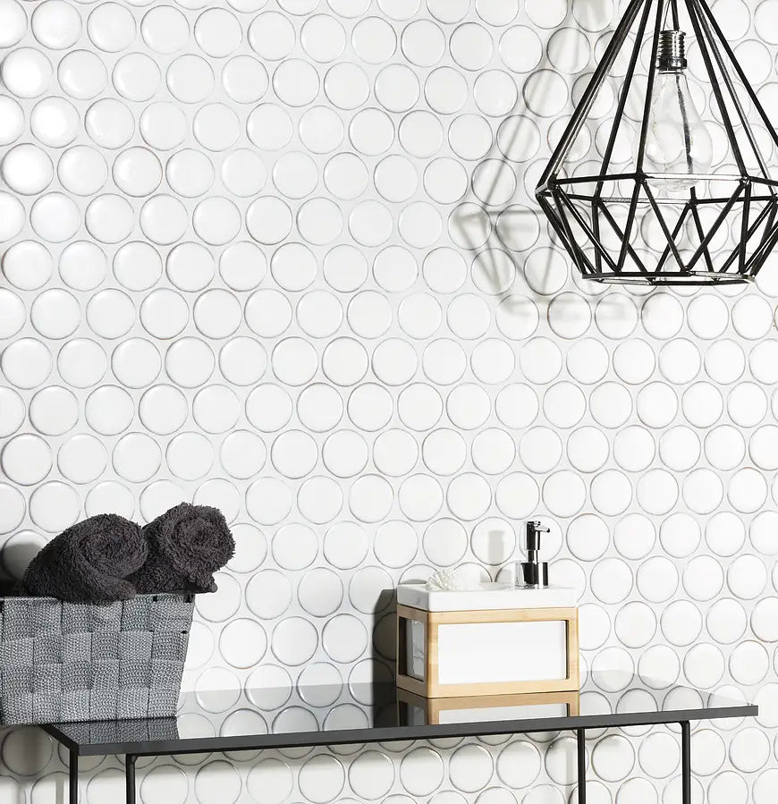 Mozaïek tegels Rond Wit 30,4x26,3 - Rond Wand en vloer Geglazuurde porseleinen steengoed - Mozaiektegel.com