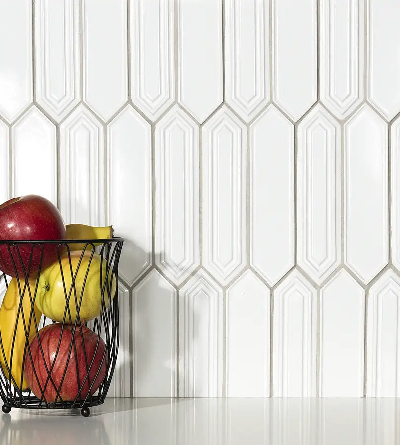 Mozaïek tegels Sevilla Blanco Glans 35,3x25,5 - Hexagon Wandtegels Geglazuurde porseleinen steengoed - Mozaiektegel.com