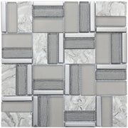 Mozaïek tegels Tijd Grijs 30x30 - Rechthoek Wandtegels Glas