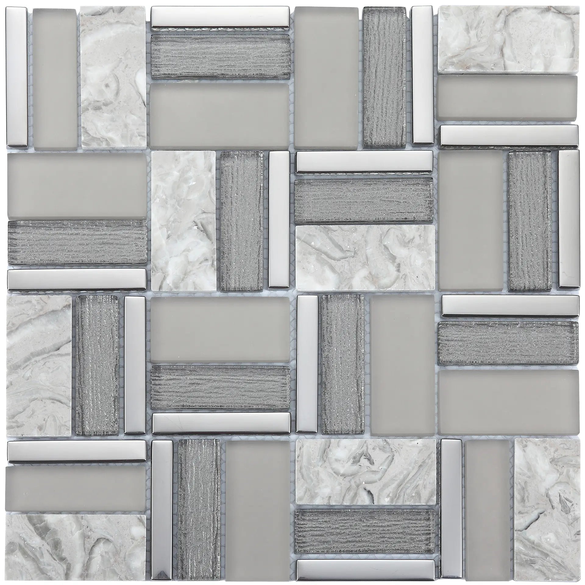 Mozaïek tegels Tijd Grijs 30x30 - Rechthoek Wandtegels Glas