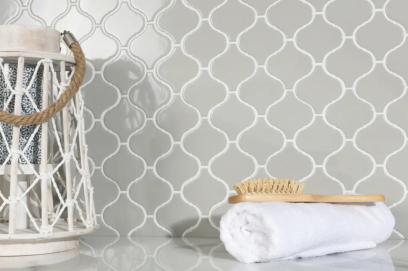 Mozaïek tegels Vlam Grijs Glans 28 x 24,6 - Arabesk Wand en vloer Geglazuurde porseleinen steengoed - Mozaiektegel.com