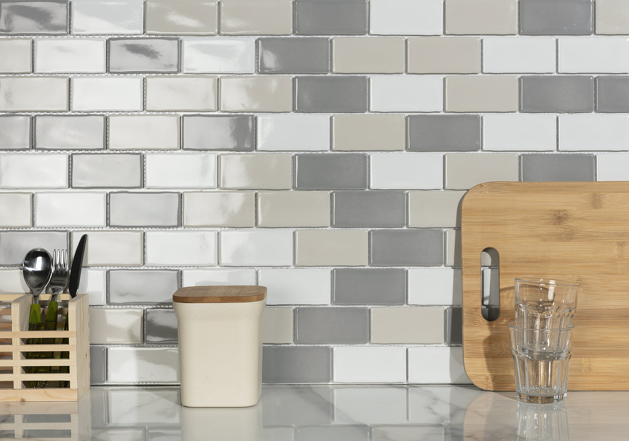 Mozaïek tegels York Blend Glans 26,x30,9 - Rechthoek Wandtegels Geglazuurde porseleinen steengoed - Mozaiektegel.com