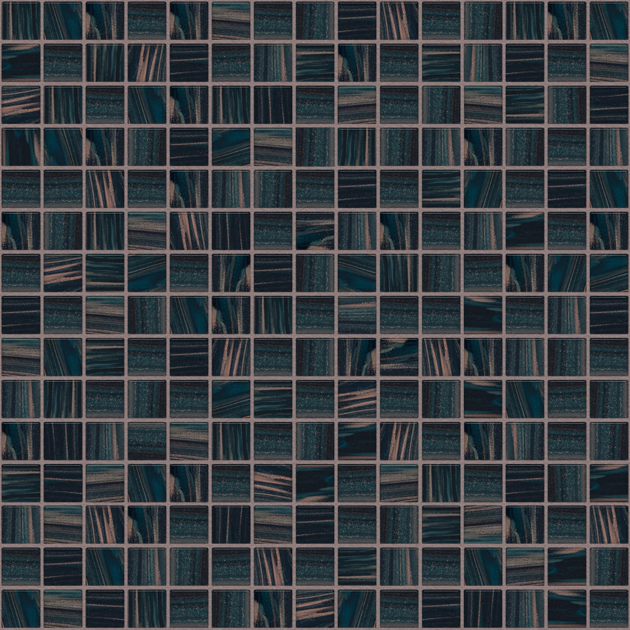 The Mosaic Factory Amsterdam Mozaiek Tegel Vierkant - Donker blauw Glas Goud Serie 322x322 mm, voeg linen