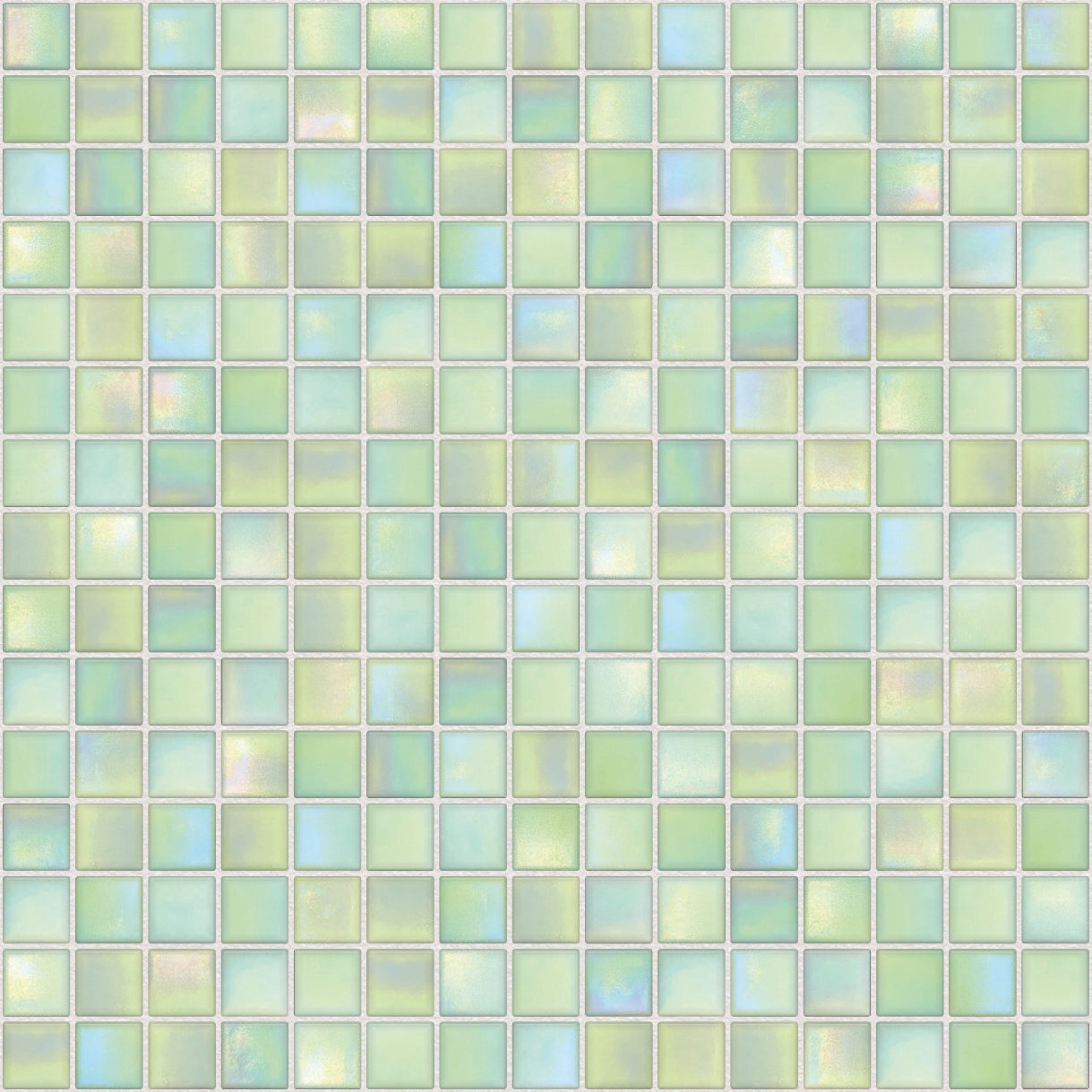 The Mosaic Factory Amsterdam Mozaiek Tegel Vierkant - Licht Groen Glas Parelmoer Serie 322x322 mm, voeg white pearl gloss