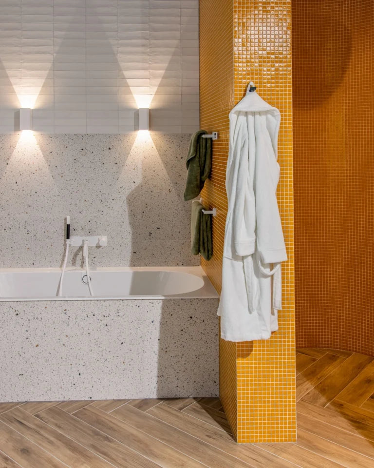 The Mosaic Factory Amsterdam Mozaiek Tegel Vierkant - Oranje Glas Basic 322x322 mm, badkamer douche en bad