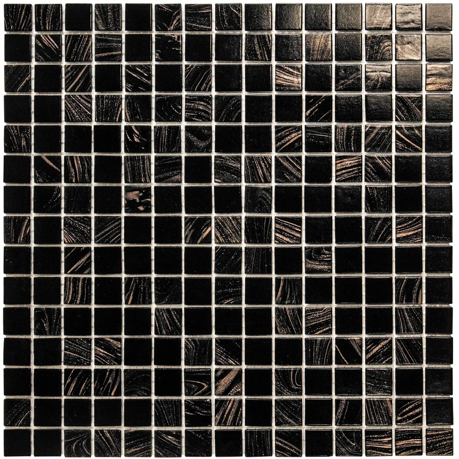 The Mosaic Factory Amsterdam Mozaiek Tegel Vierkant - Zwart en Goud mix Glas Goud Serie 322x322 mm - Mozaiektegel.com