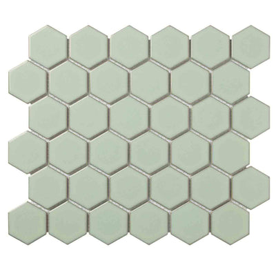 The Mosaic Factory Barcelona Mozaiek Tegel Hexagon - Licht groen met rand Porselein Geglazuurd 281x325 mm