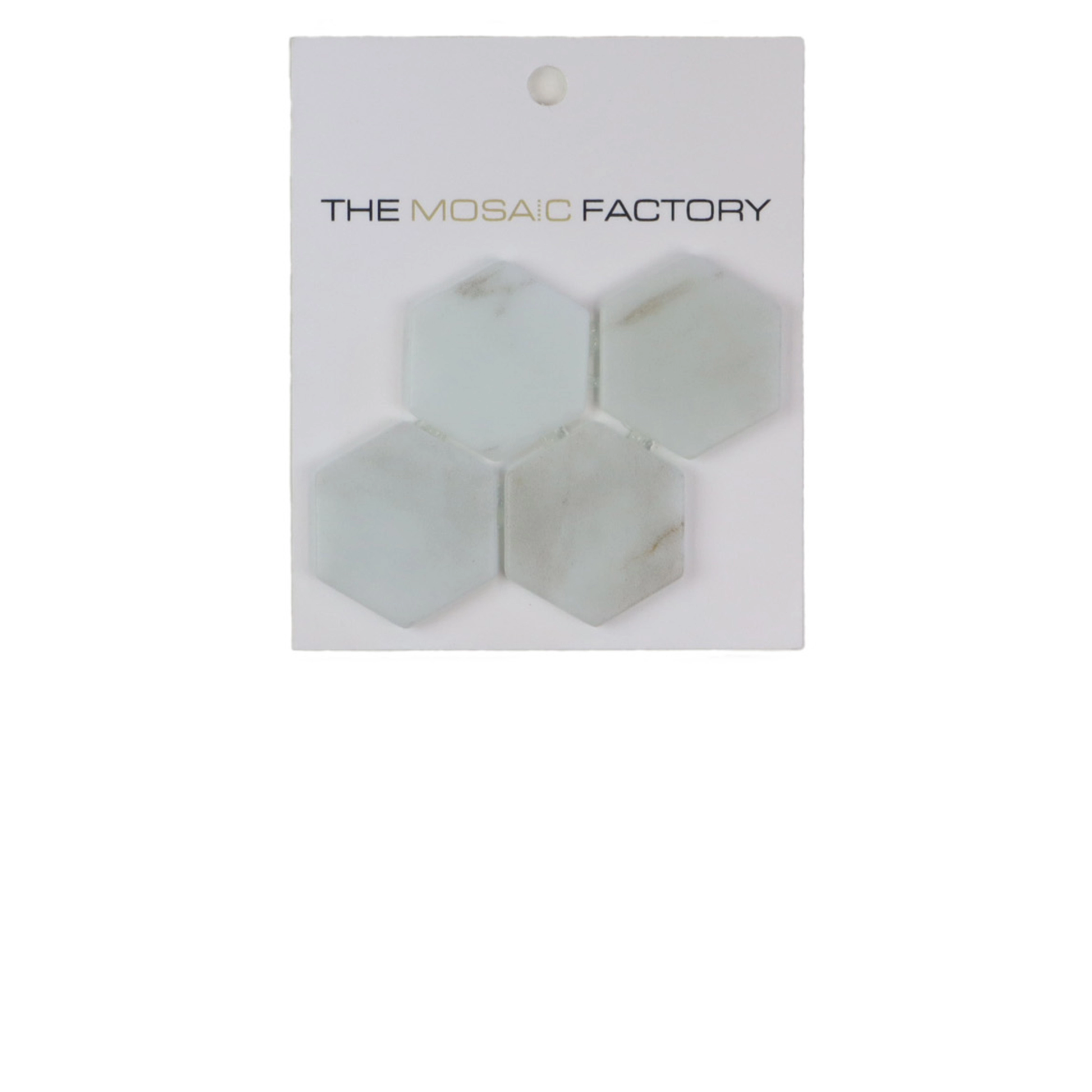 The Mosaic Factory Bianco Marmer Hexagon - Marmer Geprint op Gerecycled Glas, 276x329 mm - Mozaiektegel.com