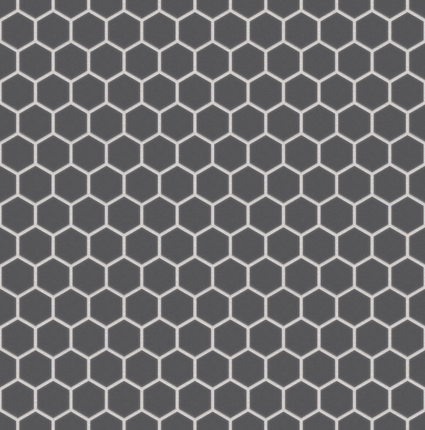 The Mosaic Factory London Mozaiek Tegel Hexagon - Donker Grijs Porselein Ongeglazuurd, R11 260x300 mm, voeg manhattan