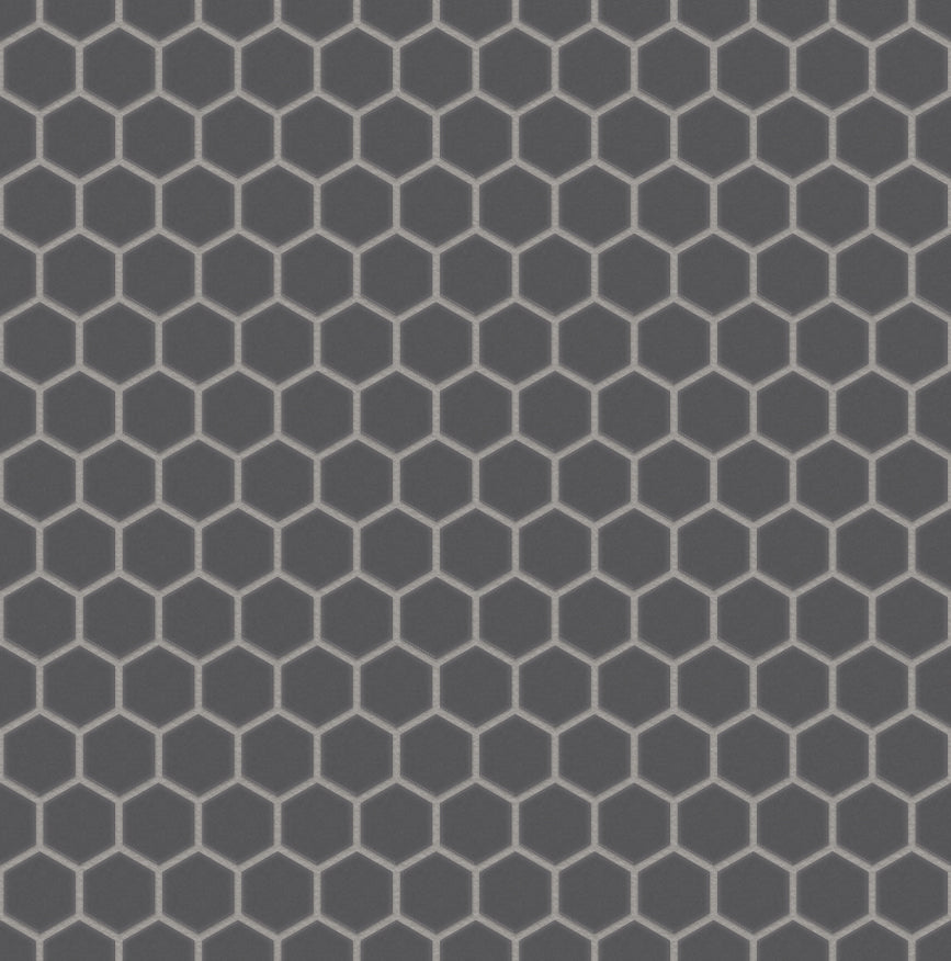 The Mosaic Factory London Mozaiek Tegel Hexagon - Donker Grijs Porselein Ongeglazuurd, R11 260x300 mm, voeg medium grey