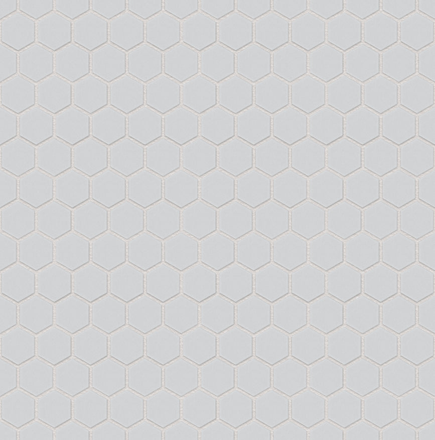 The Mosaic Factory London Mozaiek Tegel Hexagon - Super Wit Porselein Ongeglazuurd, R11 260x300 mm, silver grey