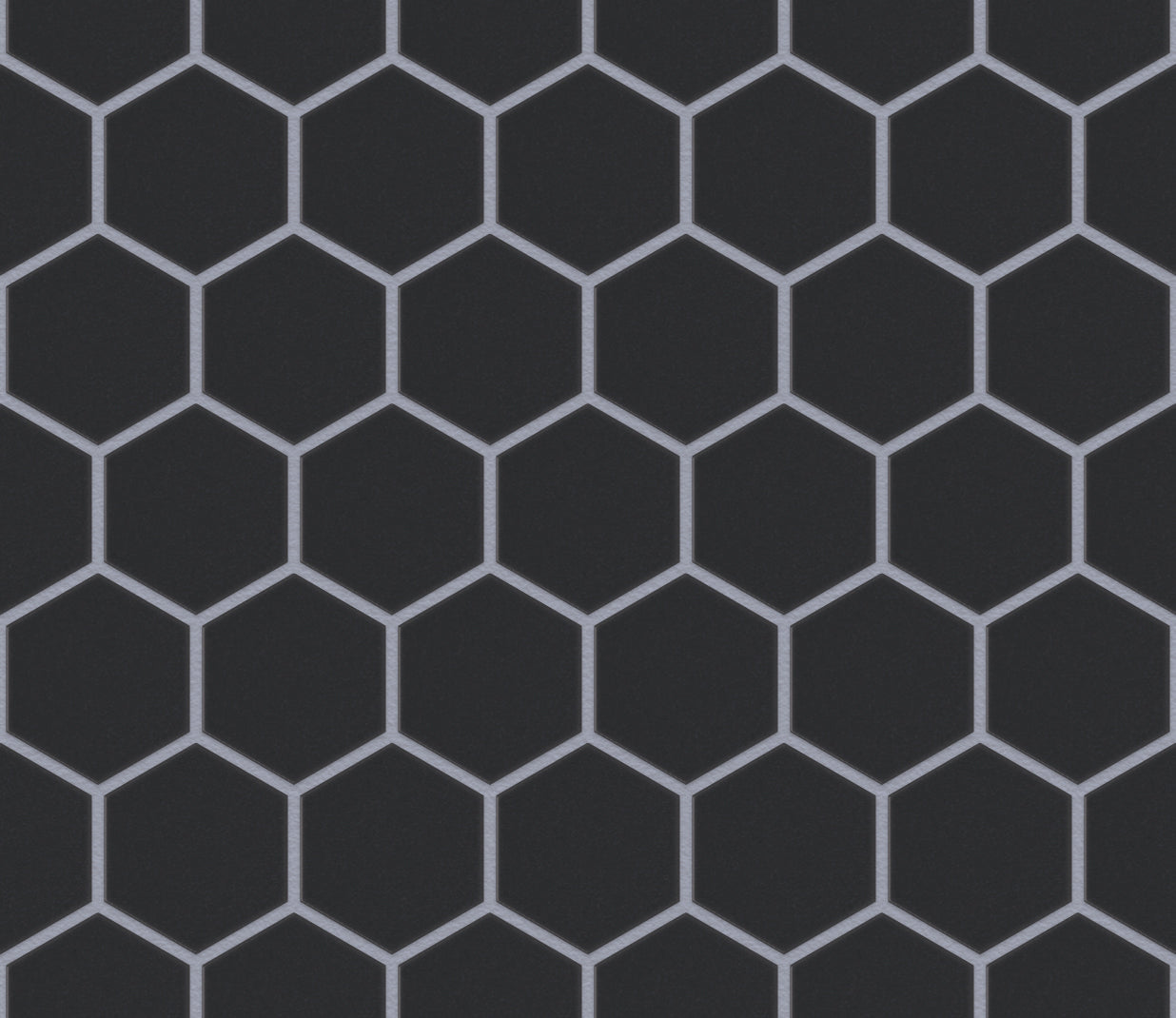 The Mosaic Factory London Mozaiek Tegel Hexagon - Zwart Porselein Ongeglazuurd, R11 281x325 mm, voeg artic grey