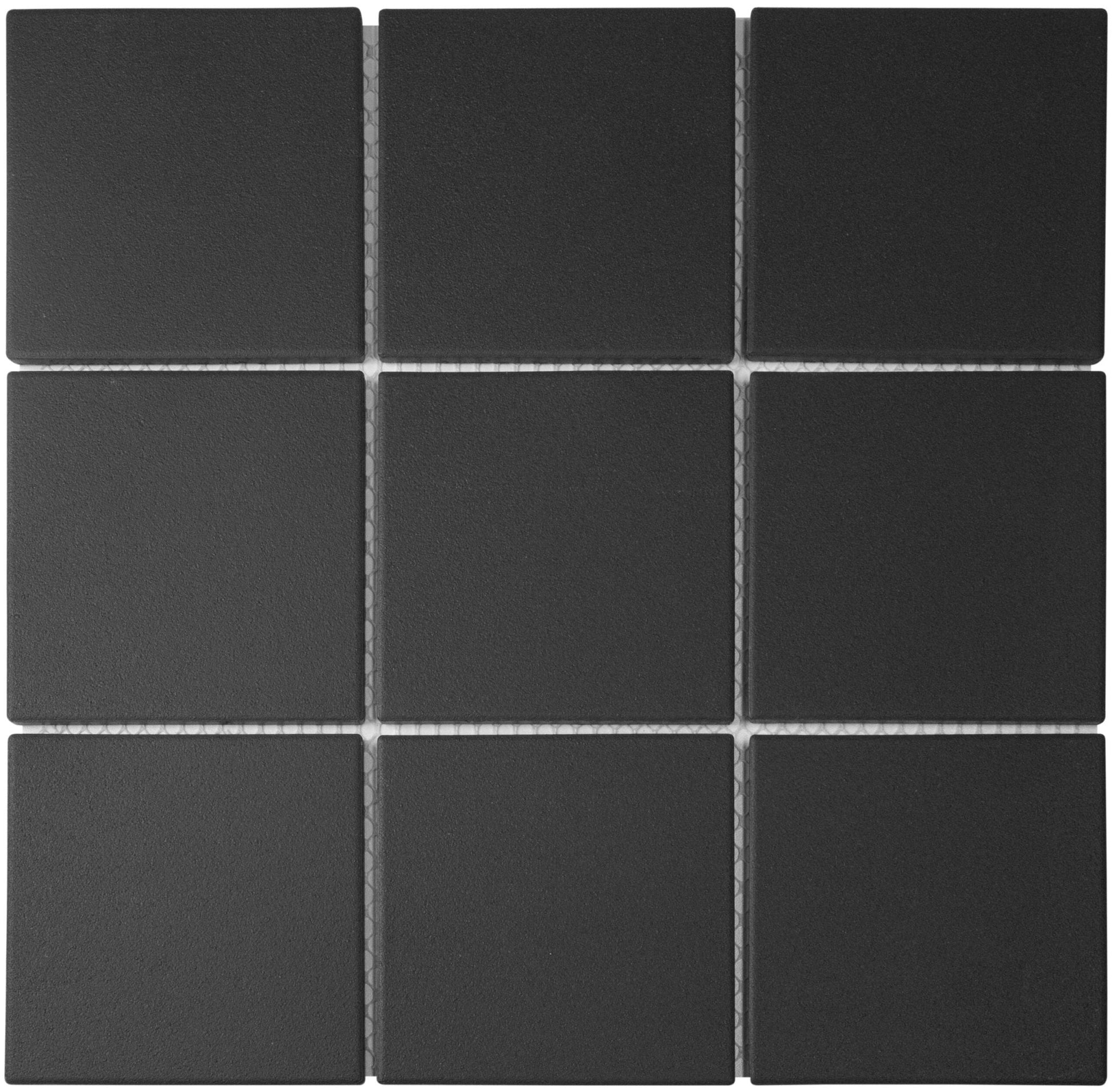 The Mosaic Factory London Mozaiek Tegel Vierkant - Zwart Porselein Ongeglazuurd, R11 95x95x6 mm - Mozaiektegel.com