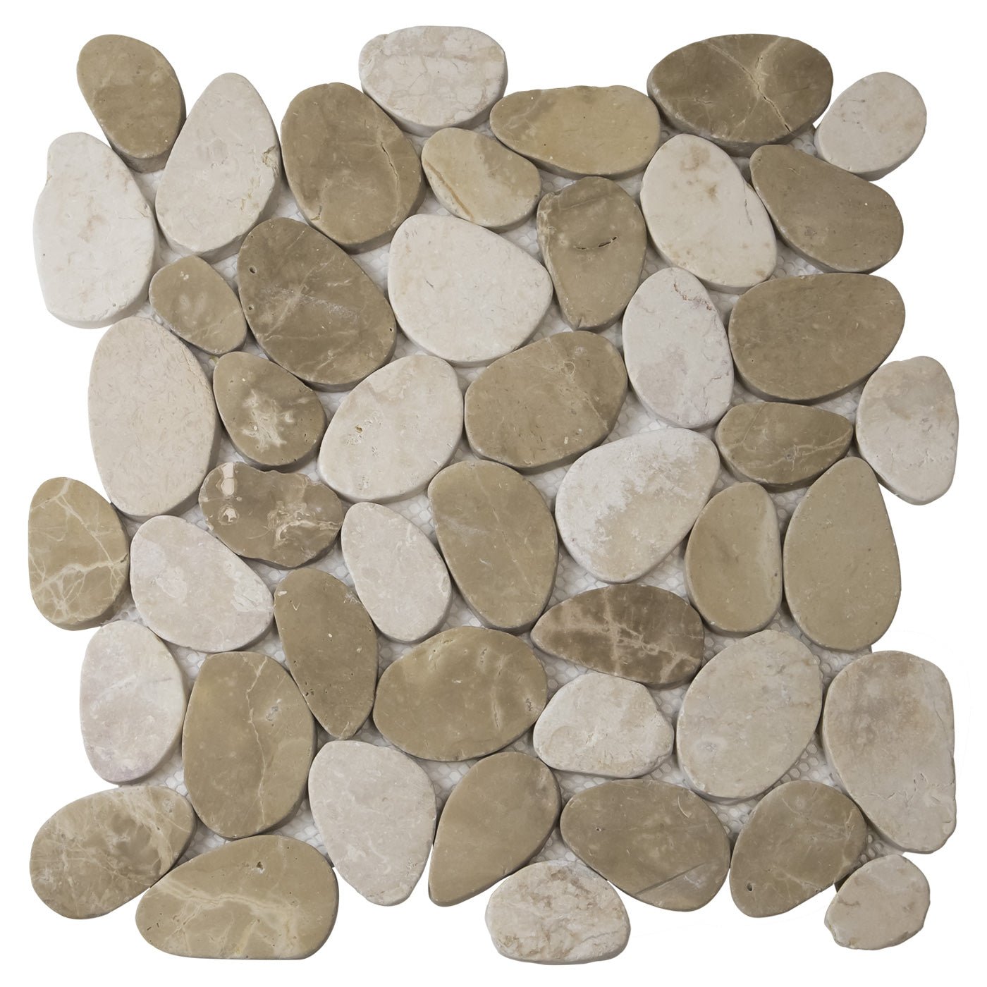 The Mosaic Factory Natural Stone Mozaiek Tegel Pebbles - Brown Mix Natural 300x300 mm - Mozaiektegel.com