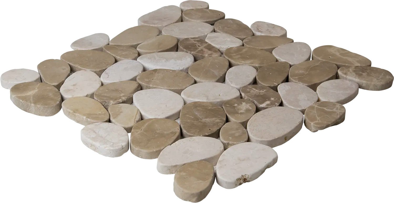 The Mosaic Factory Natural Stone Mozaiek Tegel Pebbles - Brown Mix Natural 300x300 mm - Mozaiektegel.com
