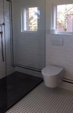 The Mosaic Factory Paris Mozaiek Tegel Basketweave - Wit en Zwart Porselein Geglazuurd 300x300 mm, badkamer wc