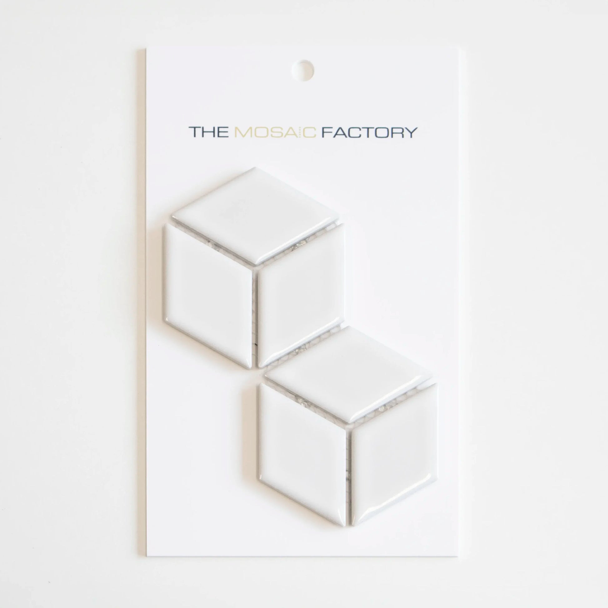 The Mosaic Factory Paris Mozaiek Tegel Cubic - Wit Porselein Geglazuurd 266x305 mm - Mozaiektegel.com