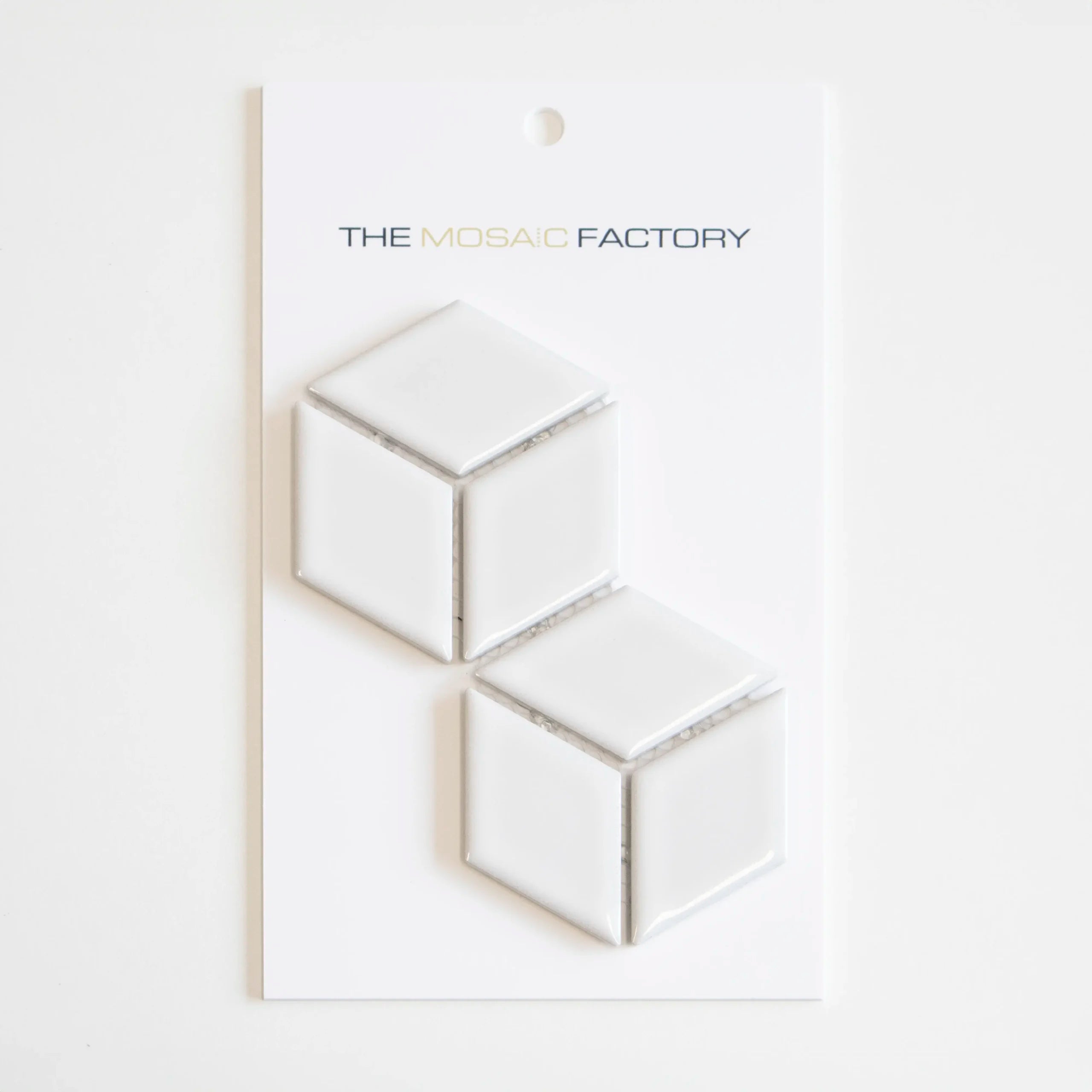 The Mosaic Factory Paris Mozaiek Tegel Cubic - Wit Porselein Geglazuurd 266x305 mm - Mozaiektegel.com