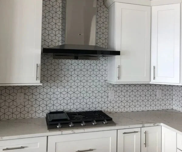 The Mosaic Factory Paris Mozaiek Tegel Cubic - Wit Porselein Geglazuurd 266x305 mm, keuken gasfornuis