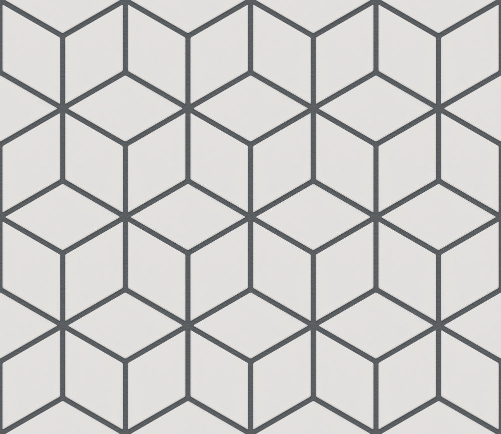 The Mosaic Factory Paris Mozaiek Tegel Cubic - Wit Porselein Geglazuurd 266x305 mm, voeg antracite